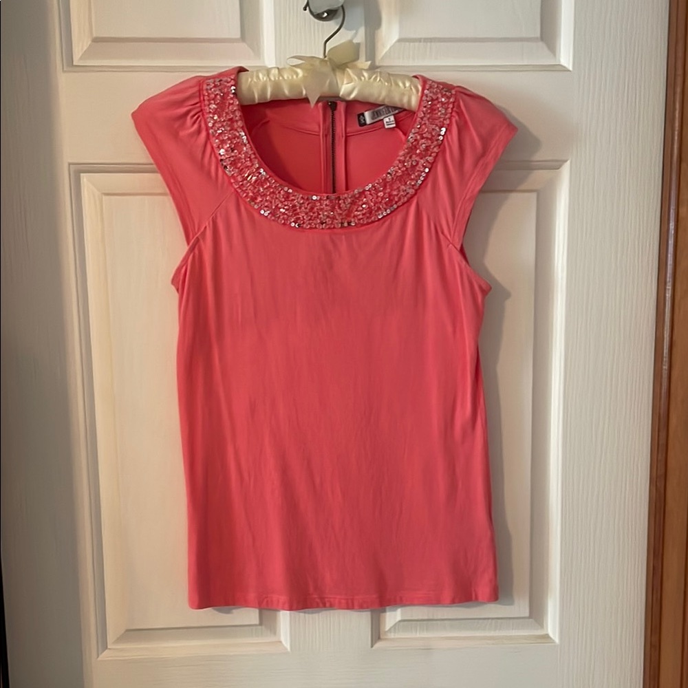 Jennifer Lopez Pink Embellished Fitted Blouse